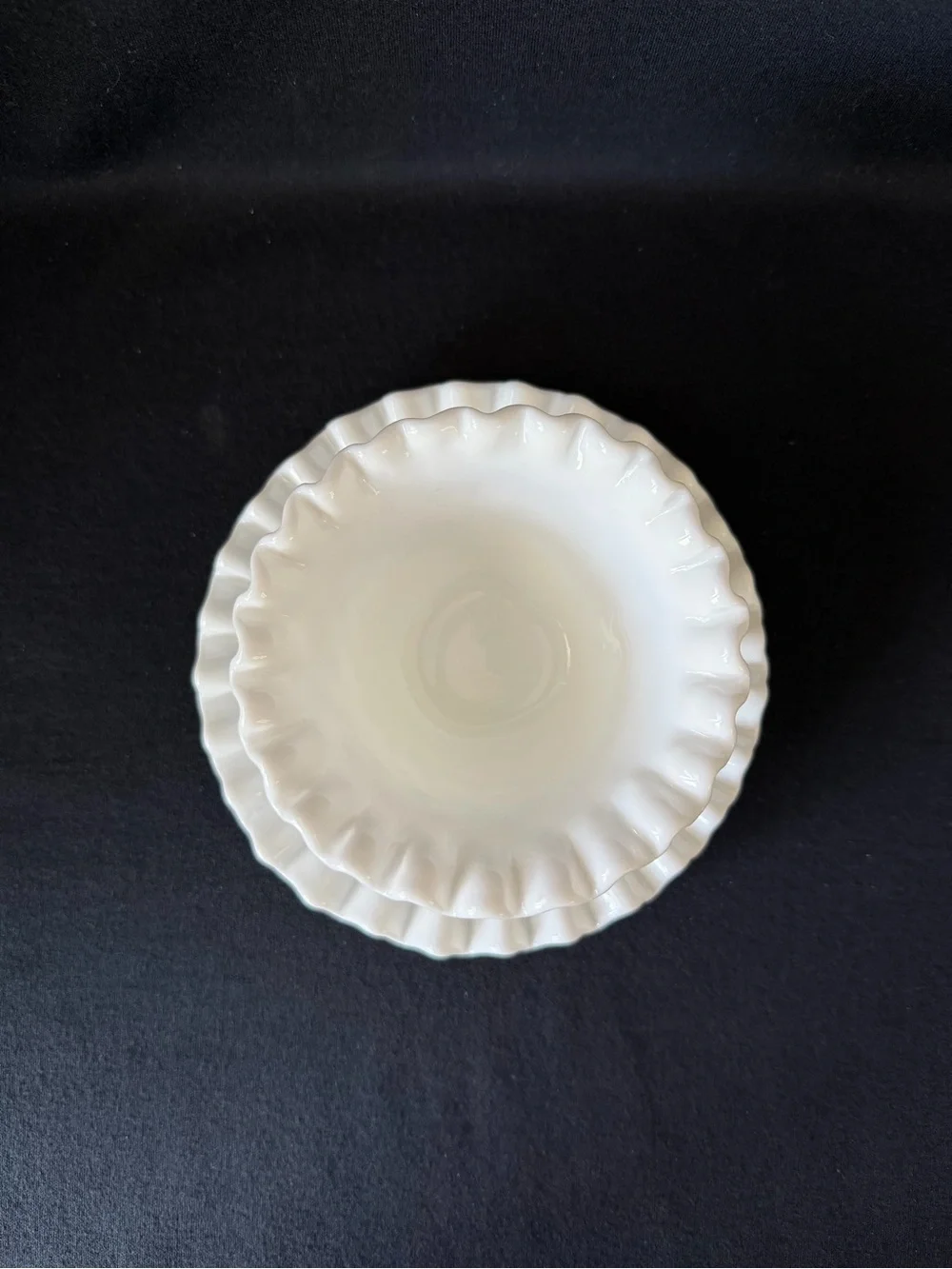 Mayonnaise Bowl and Under Plate - Fenton Hobnail Milk Glass